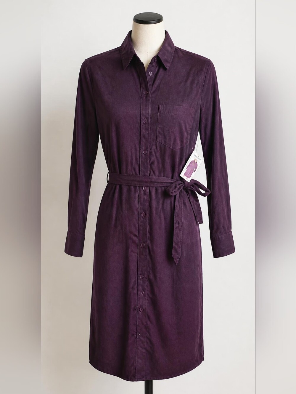 Women's Long Sleeve Shirt Dress with Waist Tie - Nine West Size Small